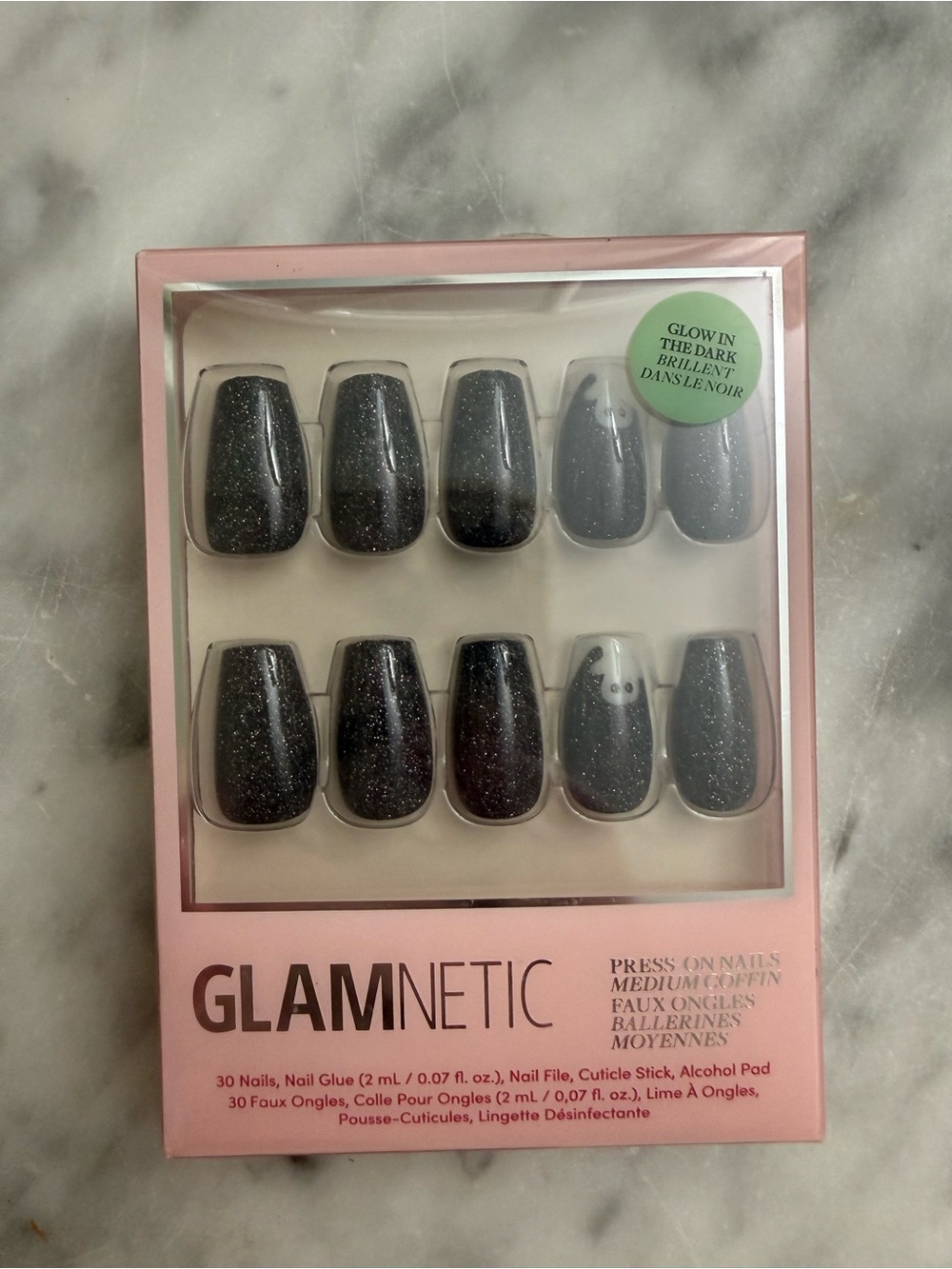 Glamnetic Press on Nails Medium Coffin Shape in Phantom Glow NIB - Picture 6 of 7